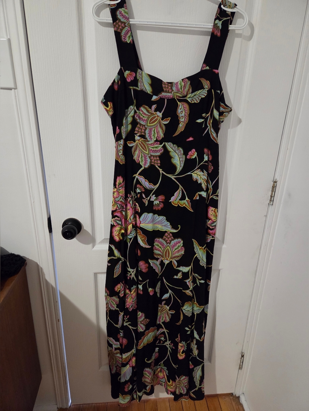 MSK Black Boho Maxi Dress with Pastel Floral Print